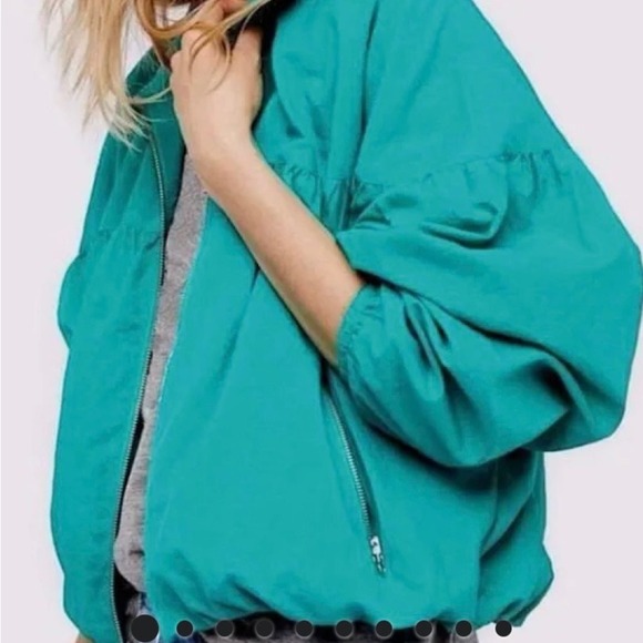 Free People Balloon Bomber Jacket M Y2K Bubble Hem Slouchy Whimsy grunge Fairy - Picture 4 of 16
